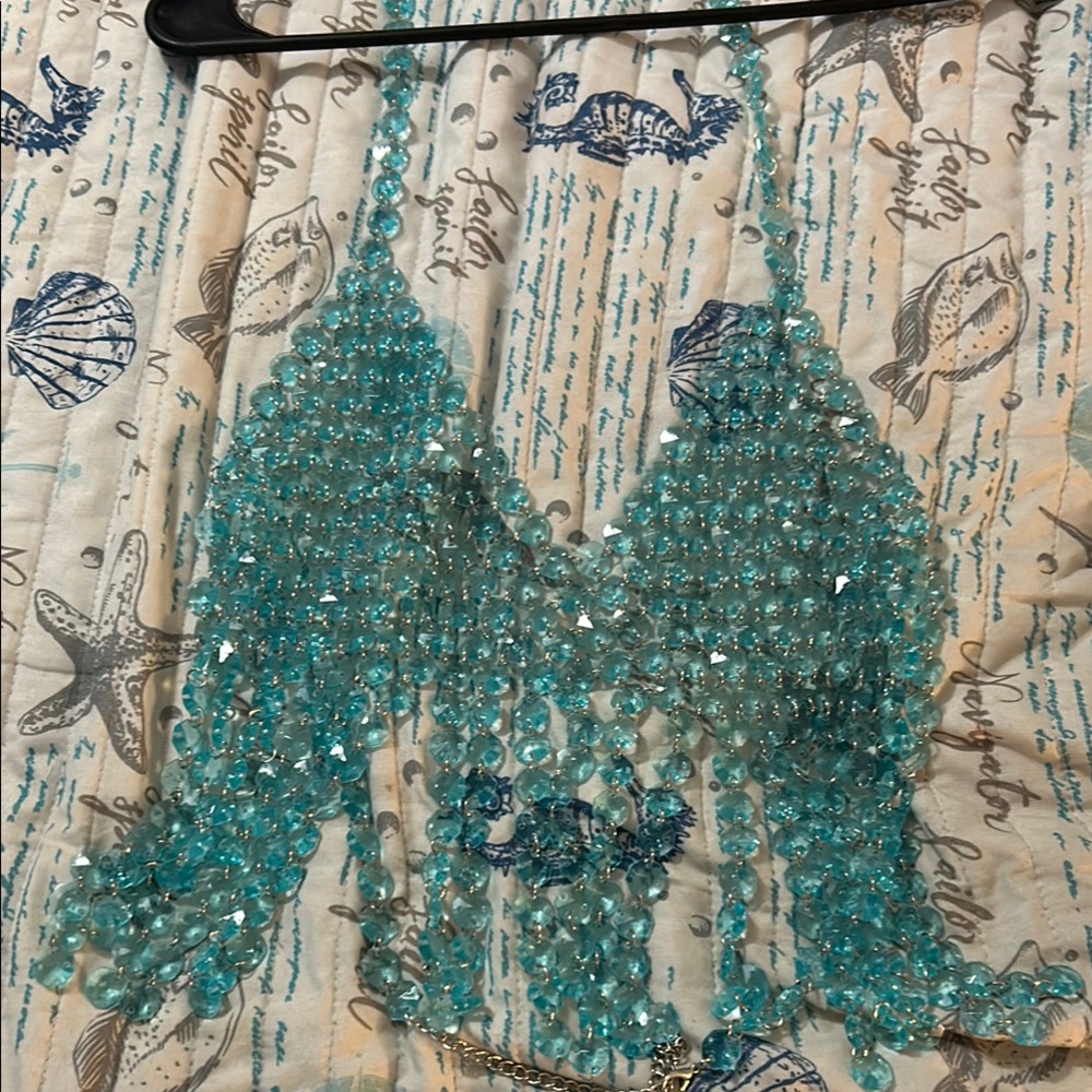 Turquoise Beaded Halter Top